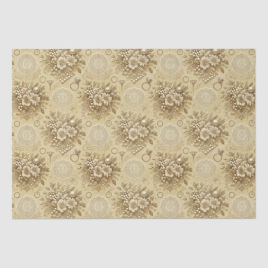 Traditionele bloemparels en kant bruiloft tissuepapier (Voorkant)