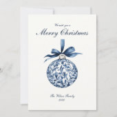 Traditionele Blue Ornament kerstvakantie Kaart (Voorkant)