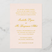 Traditionele Blush Roze Formele Elegante Huwelijk Folie Uitnodiging (Voorkant)