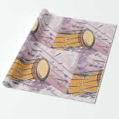 Traditionele Bongo Drum met Muzieknoten Cadeaupapier (Uitgerold)