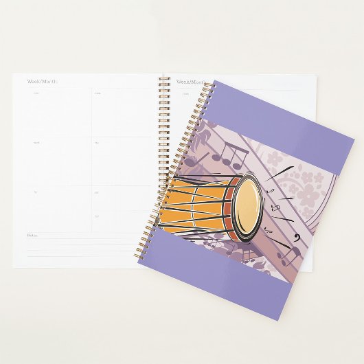 Traditionele Bongo Drum met Muzieknoten Planner
