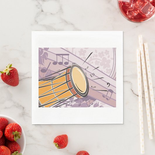 Traditionele Bongo Drum met Muzieknoten Servet