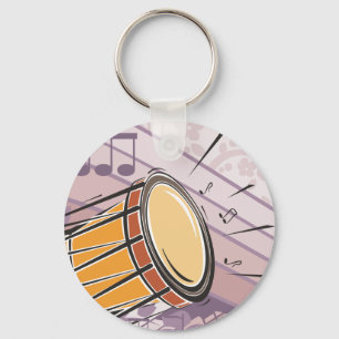 Traditionele Bongo Drum met Muzieknoten Sleutelhanger