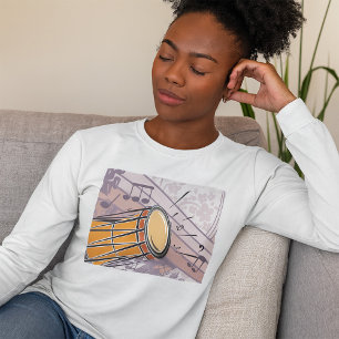 Traditionele Bongo Drum met Muzieknoten T-shirt