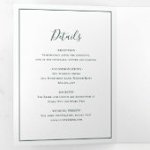 Traditionele bosgroene elegante bruiloft drieluik uitnodiging (Binnenzijde eerst)