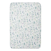 Traditionele Botanische Blad Patroon Blues op Wit Badmat (Voorkant Verticaal)