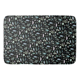Traditionele Botanische Blad Patroon Blues op Zwar Badmat