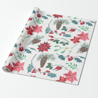 Traditionele Botanische Kerstmis Cadeaupapier