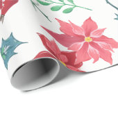 Traditionele Botanische Kerstmis Cadeaupapier (Rol Hoek)
