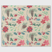 Traditionele Botanische Kerstmis Cadeaupapier (Vlak)