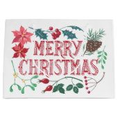 Traditionele Botanische Kerstmis Groot Cadeauzakje (Voorkant)