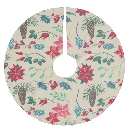 Traditionele Botanische Kerstmis Kerstboom Rok (Voorkant)