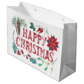Traditionele Botanische Kerstmis Large Cadeautasje (Achterkant Gekanteld)