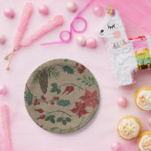 Traditionele Botanische Kerstmis Papieren Bordje (Feest)