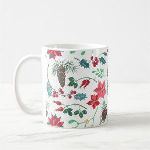 Traditionele Botanische Kerstmis (wit) Koffiemok