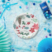 Traditionele Botanische Kerstmis (wit) Papieren Bordje (Feest)