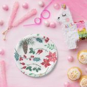 Traditionele Botanische Kerstmis (wit) Papieren Bordje (Feest)