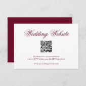 Traditionele Bourgondische formele QR-code bruilof Informatiekaartje (Voorkant / Achterkant)