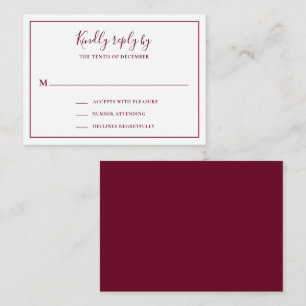 Traditionele Bourgondische Mini Wedding RSVP Kaart Notitiekaartje