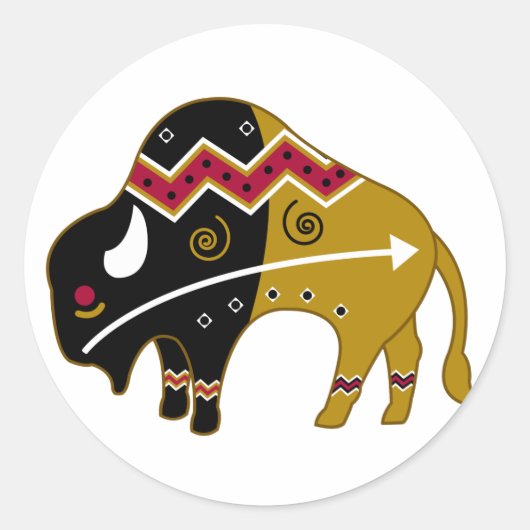 Traditionele buffel ronde sticker (Voorkant)