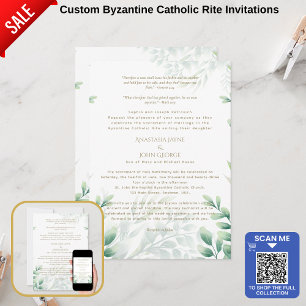 Traditionele BYZANTINE Cross Greenery Wedding Kaart