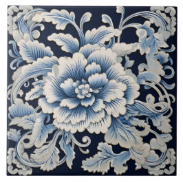 Traditionele China Blauwe Inkt Bloem Art 13 Tegeltje