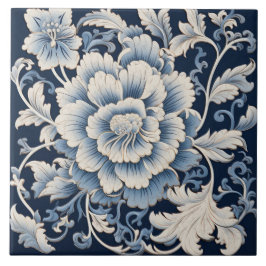 Traditionele China Blauwe Inkt Bloem Art 15 Tegeltje