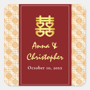 Traditionele Chinese bruiloft peranakan Vierkante Sticker