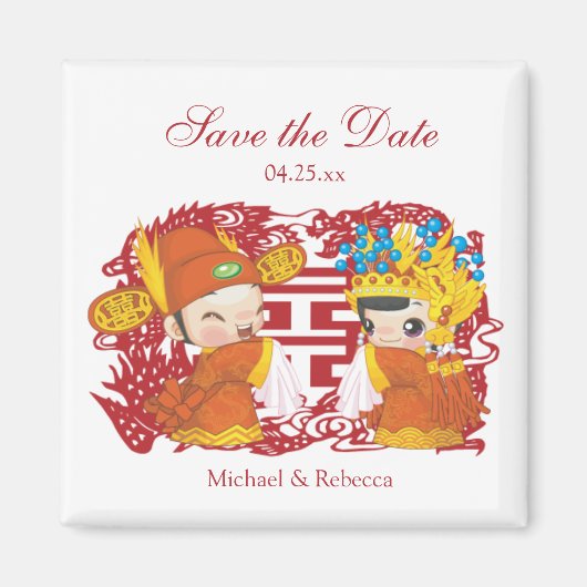 Traditionele Chinese bruiloft Save the Date Magneet (Voorkant)