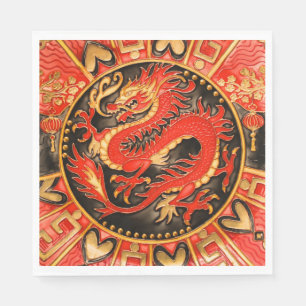 Traditionele Chinese draak rood goud Servet