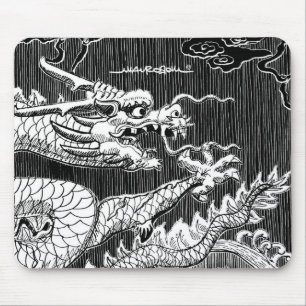 Traditionele Chinese Dragon inkt-pen schets Muismat