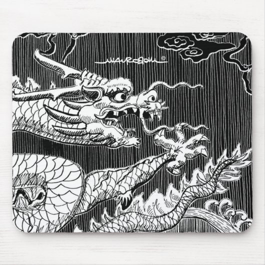 Traditionele Chinese Dragon inkt-pen schets Muismat (Voorkant)