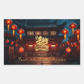 Traditionele Chinese Nieuwjaar Dragon Temple 2024  Rechthoekige Sticker (Voorkant)