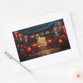 Traditionele Chinese Nieuwjaar Dragon Temple 2024  Rechthoekige Sticker (Envelop)