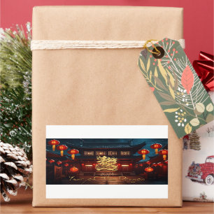 Traditionele Chinese Nieuwjaar Dragon Temple 2024  Rechthoekige Sticker