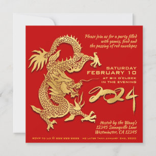 Traditionele Chinese voetzoekers Dragon Jaar SqC01 Kaart