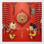 Traditionele Chinese vuurwerkers in Tiger Year WC0 Raamsticker (Vel)