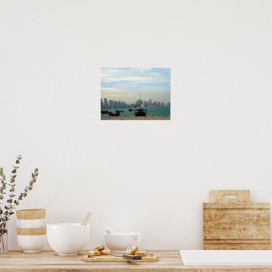 Traditionele dhows in de haven van Doha Poster (Keuken)