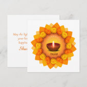 Traditionele Diwali Diya Marigold Festival van het Feestdagenkaart (Voorkant / Achterkant)