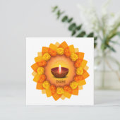 Traditionele Diwali Diya Marigold Festival van het Feestdagenkaart (Staand voorkant)