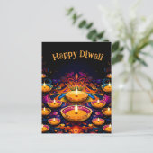 Traditionele Diwali met Diyas Briefkaart (Staand voorkant)