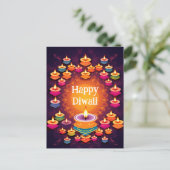 Traditionele Diwali met Diyas Briefkaart (Staand voorkant)