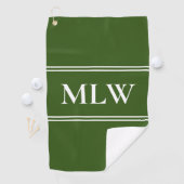 Traditionele donkergroene en witte monogram beging golfhanddoek (Insitu)