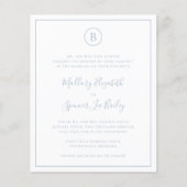 Traditionele Dusty Blue Budget Huwelijksuitnodigin (Voorkant)