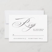 Traditionele eenvoudige kalligrafie zwart Stropdas RSVP Kaartje (Voorkant)