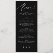 Traditionele Elegant Black White Calligrafie Menu (Voorkant)