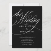 Traditionele Elegant Calligraphy Black Wedding Kaart (Voorkant)