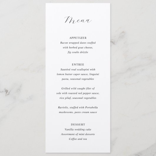 Traditionele elegante bruiloft menu (Voorkant)