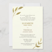 Traditionele elegante ivoor en gouden bruiloft kaart (Voorkant)