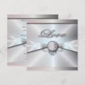 Traditionele elegante parel witte bruiloft kaart (Voorkant / Achterkant)